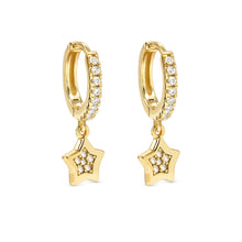 Load image into Gallery viewer, PETIT SPARKLE EARRINGS 242305/009 GOLD STAR CZ HOOPS
