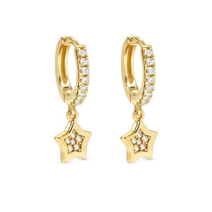 PETIT SPARKLE EARRINGS 242305/009 GOLD STAR CZ HOOPS