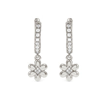 Load image into Gallery viewer, PETIT SPARKLE EARRINGS 242305/010 STERLING SILVER FLOWER CZ HOOPS

