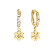 Load image into Gallery viewer, PETIT SPARKLE EARRINGS 242305/012 GOLD FLOWER CZ HOOPS
