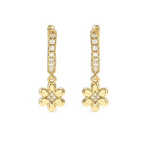 PETIT SPARKLE EARRINGS 242305/012 GOLD FLOWER CZ HOOPS