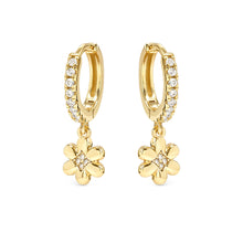 Load image into Gallery viewer, PETIT SPARKLE EARRINGS 242305/012 GOLD FLOWER CZ HOOPS
