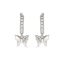Load image into Gallery viewer, PETIT SPARKLE EARRINGS 242305/040 STERLING SILVER BUTTERFLY CZ HOOPS
