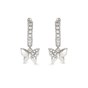 PETIT SPARKLE EARRINGS 242305/040 STERLING SILVER BUTTERFLY CZ HOOPS