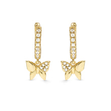 Load image into Gallery viewer, PETIT SPARKLE EARRINGS 242305/042 GOLD BUTTERFLY CZ HOOPS
