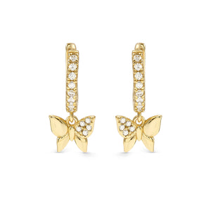 PETIT SPARKLE EARRINGS 242305/042 GOLD BUTTERFLY CZ HOOPS