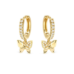 PETIT SPARKLE EARRINGS 242305/042 GOLD BUTTERFLY CZ HOOPS