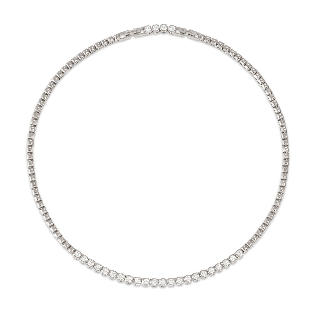 ENIGMATIC SHINE NECKLACE 242407/010 STERLING SILVER ORNATE WITH WHITE CZ