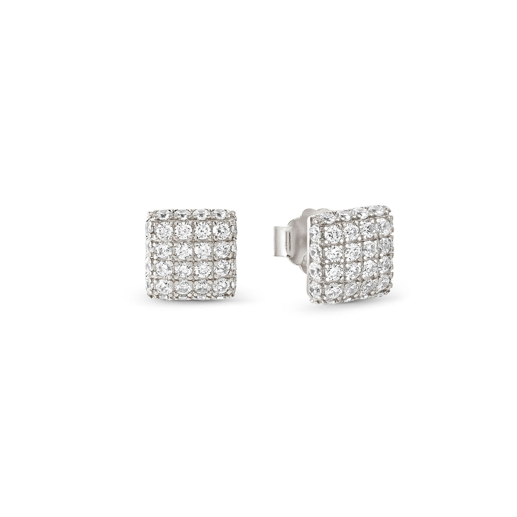 ENIGMATIC SHINE EARRINGS 242408/010 STERLING SILVER WHITE CZ STUDS