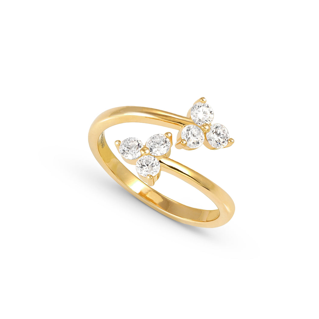 LIFE BOUQUET RING 242500/012 GOLD & WHITE TRIO CZ