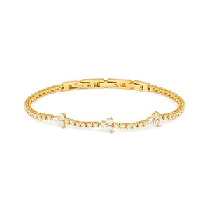 LIFE BOUQUET TENNIS BRACELET 242506/012 GOLD & WHITE CZ