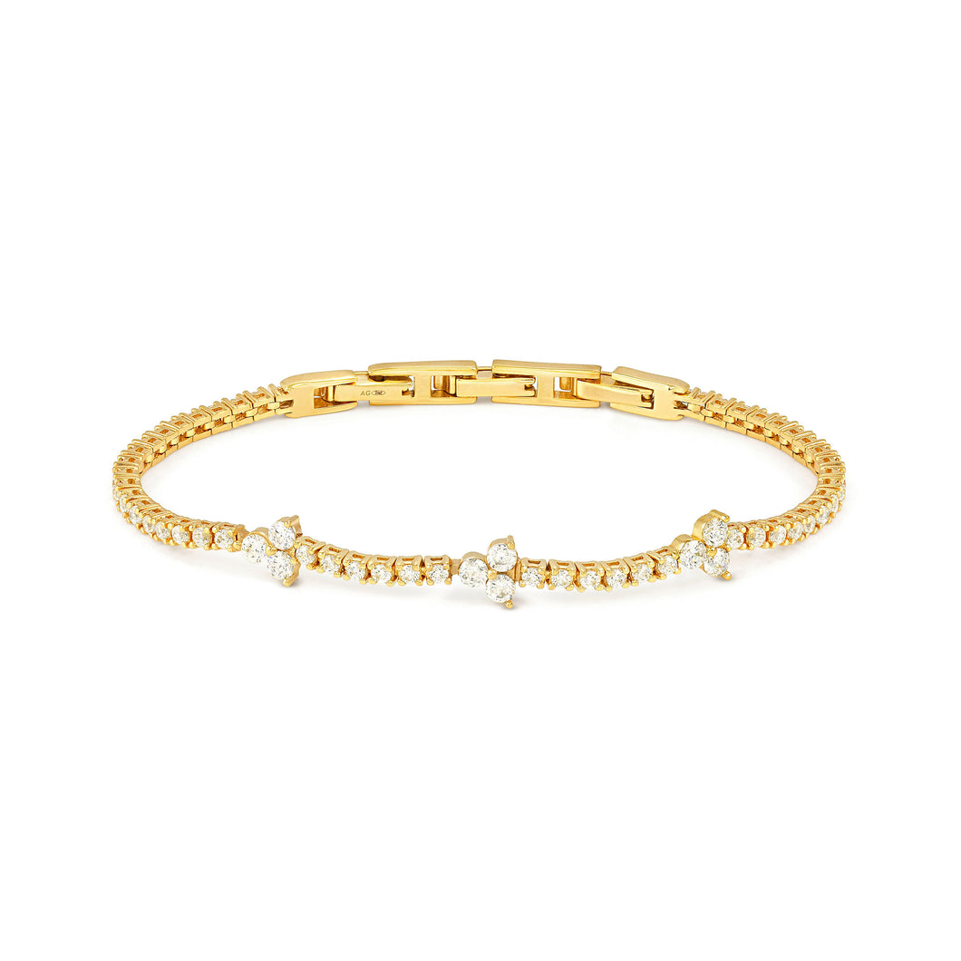 LIFE BOUQUET TENNIS BRACELET 242506/012 GOLD & WHITE CZ