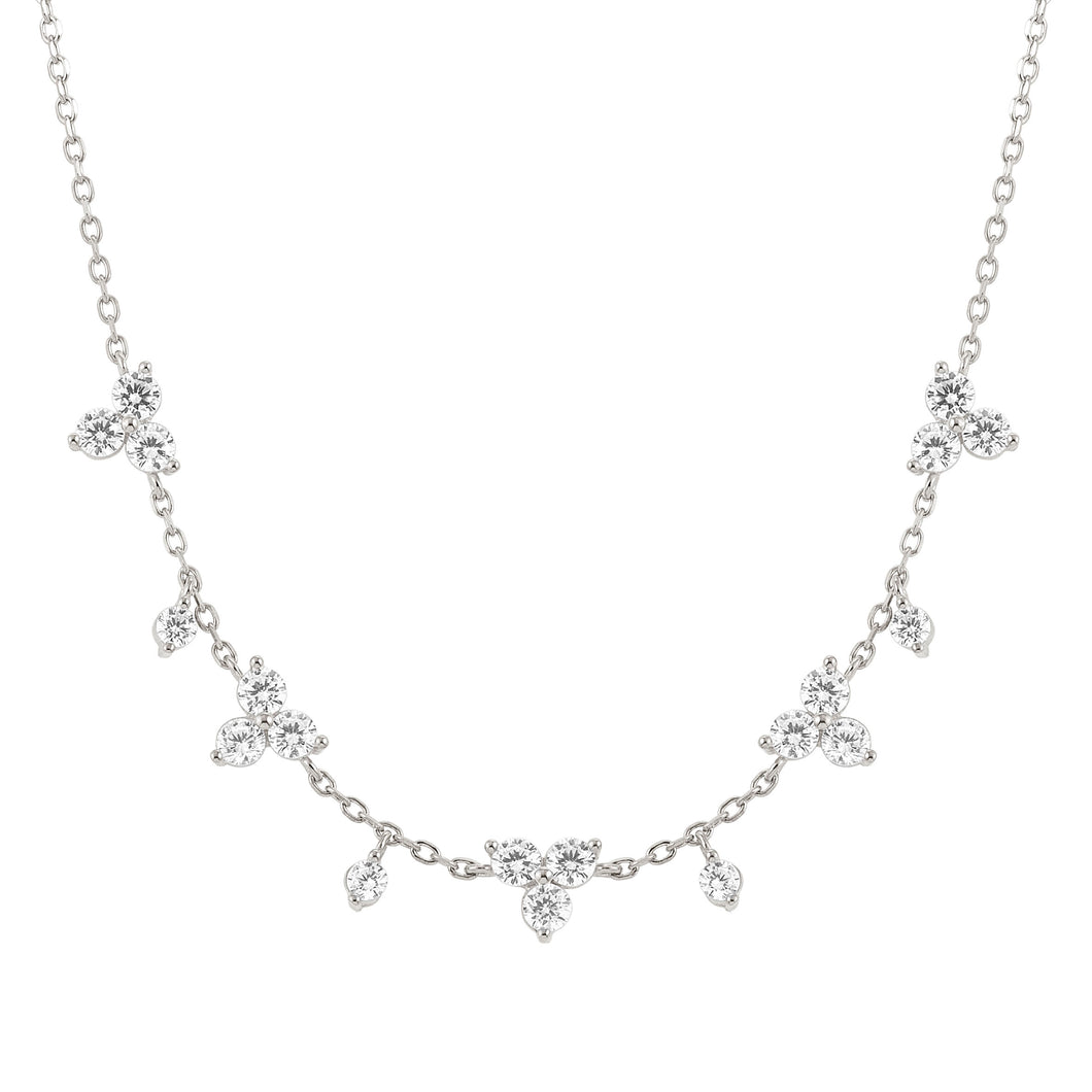 LIFE BOUQUET NECKLACE 242507/010 SILVER & WHITE CZ