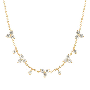LIFE BOUQUET NECKLACE 242507/012 GOLD & WHITE CZ
