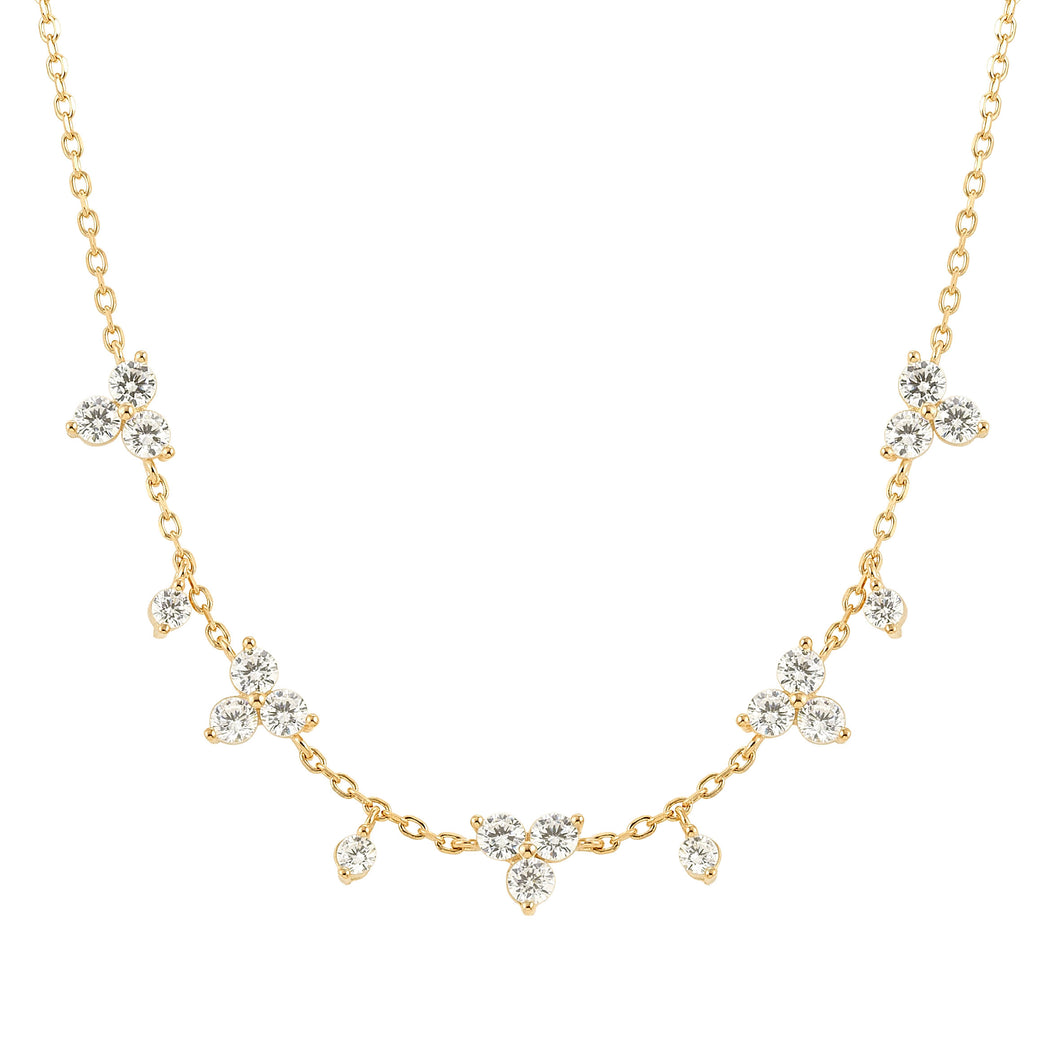 LIFE BOUQUET NECKLACE 242507/012 GOLD & WHITE CZ