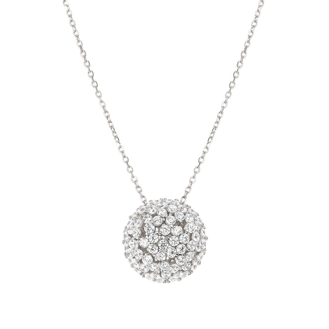 LIFE BOUQUET STERLING SILVER NECKLACE 242508/010 WHITE CZ SEMI SPHERE