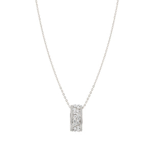 LIFE BOUQUET STERLING SILVER NECKLACE 242509/010 WHITE RING PENDANT CZ