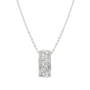 LIFE BOUQUET STERLING SILVER NECKLACE 242509/010 WHITE RING PENDANT CZ