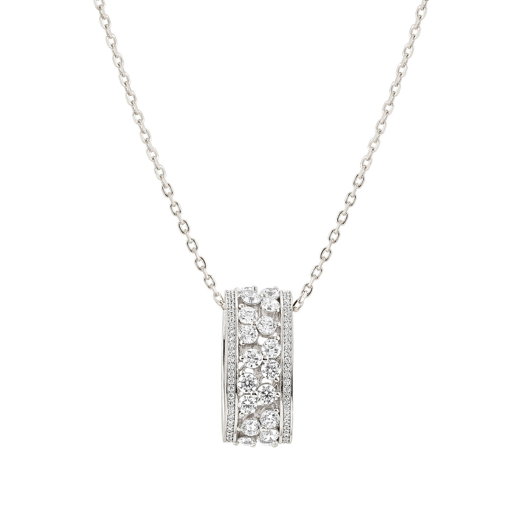 LIFE BOUQUET STERLING SILVER NECKLACE 242509/010 WHITE RING PENDANT CZ