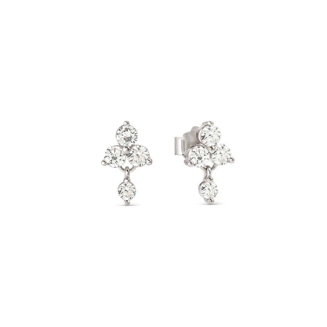 LIFE BOUQUET EARRINGS 242510/010 SILVER & WHITE CZ STUDS
