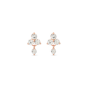LIFE BOUQUET EARRINGS 242510/011 ROSE GOLD & WHITE CZ STUDS