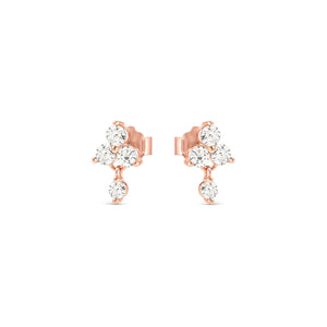 LIFE BOUQUET EARRINGS 242510/011 ROSE GOLD & WHITE CZ STUDS