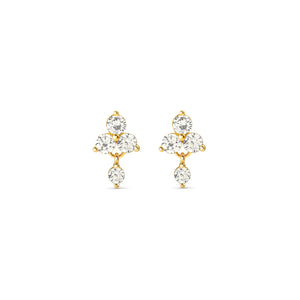 LIFE BOUQUET EARRINGS 242510/012 GOLD & WHITE CZ STUDS
