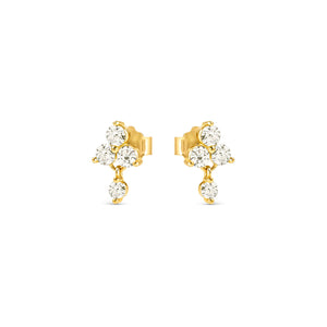 LIFE BOUQUET EARRINGS 242510/012 GOLD & WHITE CZ STUDS