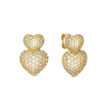 Load image into Gallery viewer, LIFEPOETRY EARRINGS 242708/006 GOLD &amp; WHITE CZ DOUBLE HEART
