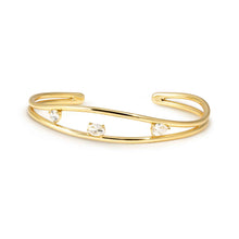 Load image into Gallery viewer, MY REBEL ART BRACELET 242804/012 OPEN GOLD BANGLE &amp; WHITE CZ
