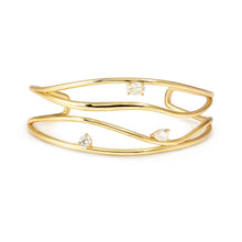 Load image into Gallery viewer, MY REBEL ART BRACELET 242805/012 OPEN GOLD BANGLE &amp; WHITE CZ

