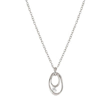 Load image into Gallery viewer, MY REBEL ART NECKLACE 242806/053 ORGANIC SILVER OVAL &amp; WHITE CZ
