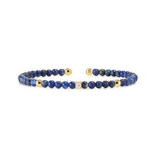 Load image into Gallery viewer, SIREN DREAM OPEN BANGLE 243309/004 GOLD, LAPIS LAZULI &amp; WHITE CZ
