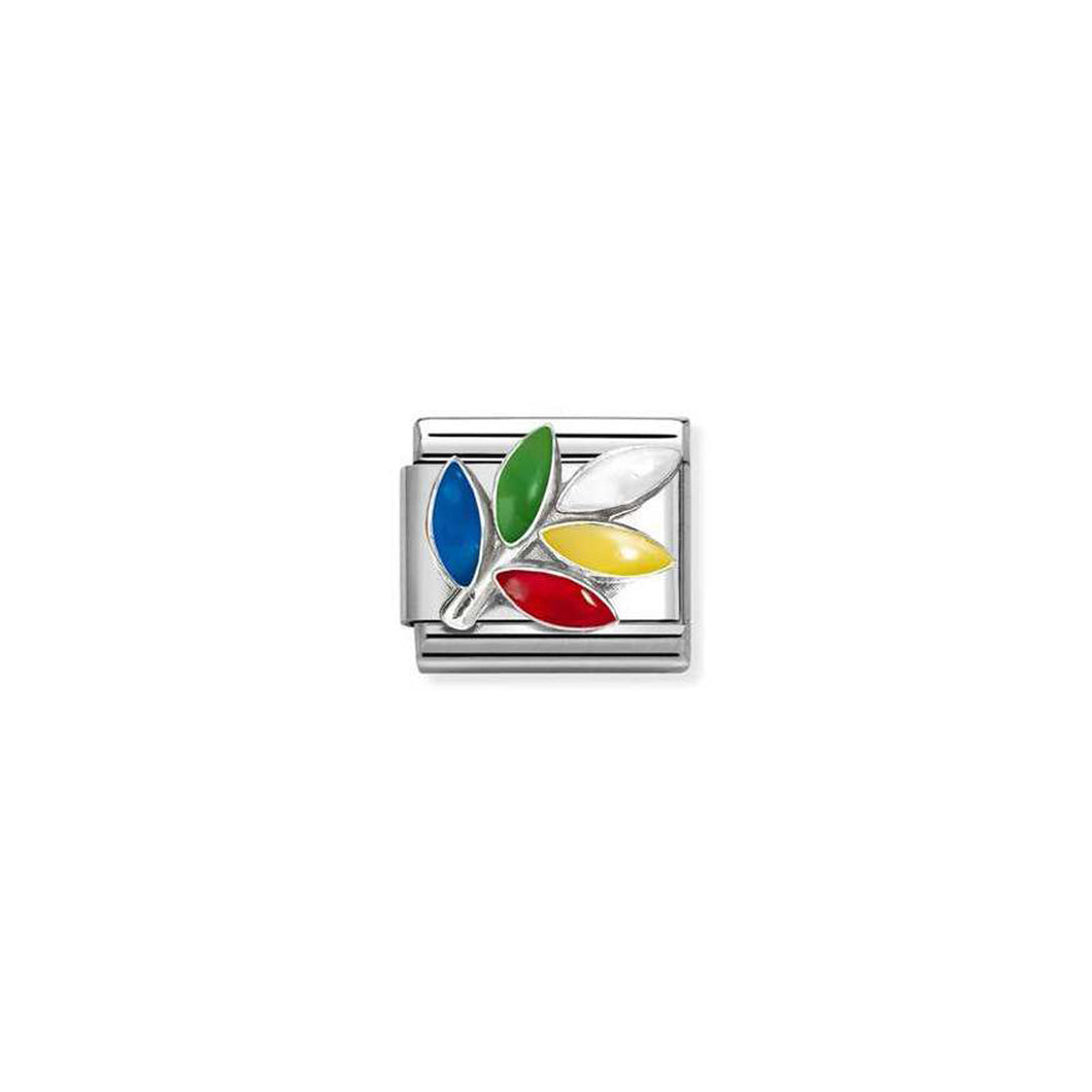 COMPOSABLE CLASSIC LINK 330204/41 OLIVE BRANCH IN 925 SILVER & COLOURED ENAMEL