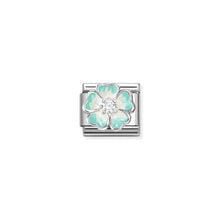 Load image into Gallery viewer, COMPOSABLE CLASSIC LINK 330321/18 GREEN FADE FLOWER IN 925 SILVER, ENAMEL &amp; CZ
