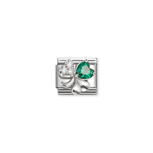 Load image into Gallery viewer, COMPOSABLE CLASSIC LINK 330322/10 CLOVER WITH WHITE &amp; GREEN CZ IN SILVER
