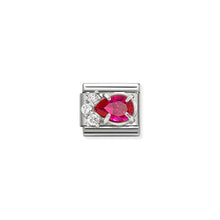 Load image into Gallery viewer, COMPOSABLE CLASSIC LINK 330329/02 WHITE &amp; RED CZ TEARDROP IN SILVER
