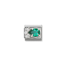 Load image into Gallery viewer, COMPOSABLE CLASSIC LINK 330329/03 WHITE &amp; GREEN CZ TEARDROP IN SILVER
