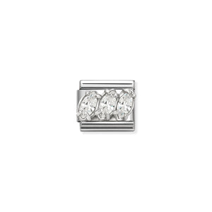 COMPOSABLE CLASSIC LINK 330329/05 WHITE TRILOGY CZ IN SILVER