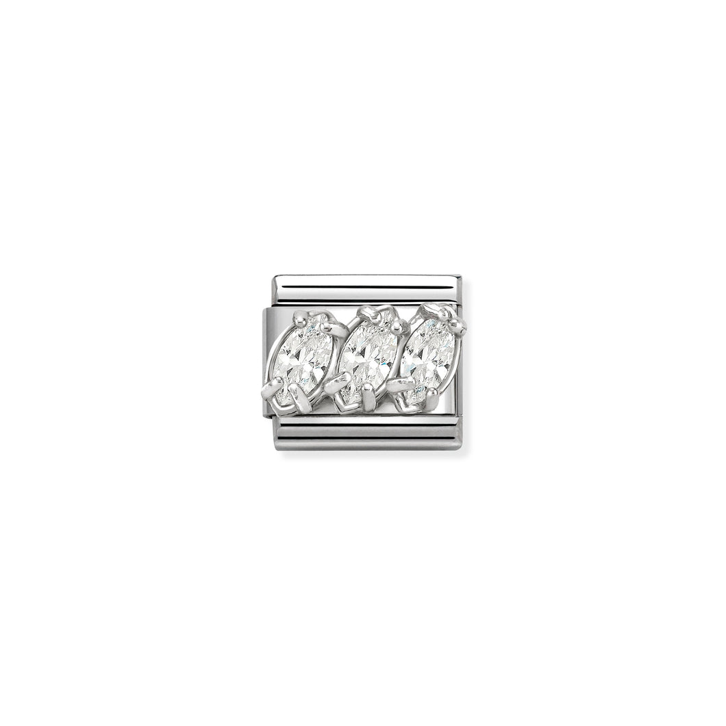 COMPOSABLE CLASSIC LINK 330329/05 WHITE TRILOGY CZ IN SILVER