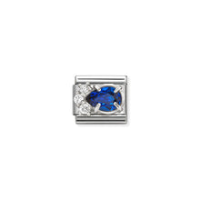 Load image into Gallery viewer, COMPOSABLE CLASSIC LINK 330329/06 WHITE &amp; BLUE CZ TEARDROP IN SILVER
