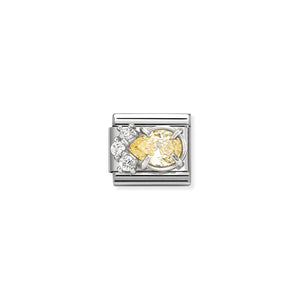COMPOSABLE CLASSIC LINK 330329/07 WHITE & YELLOW CZ TEARDROP IN SILVER