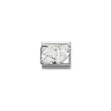 Load image into Gallery viewer, COMPOSABLE CLASSIC LINK 330329/09 WHITE TWIN CZ TEARDROPS IN SILVER
