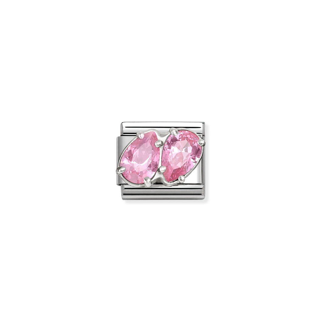 COMPOSABLE CLASSIC LINK 330329/10 PINK TWIN CZ TEARDROPS IN SILVER
