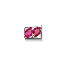 Load image into Gallery viewer, COMPOSABLE CLASSIC LINK 330329/11 RED TWIN CZ TEARDROPS IN SILVER
