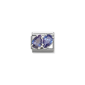 COMPOSABLE CLASSIC LINK 330329/13 BLUE TWIN CZ TEARDROPS IN SILVER
