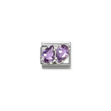Load image into Gallery viewer, COMPOSABLE CLASSIC LINK 330329/14 PURPLE TWIN CZ TEARDROPS IN SILVER
