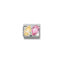 Load image into Gallery viewer, COMPOSABLE CLASSIC LINK 330329/17 YELLOW &amp; PINK CZ TEARDROPS IN SILVER
