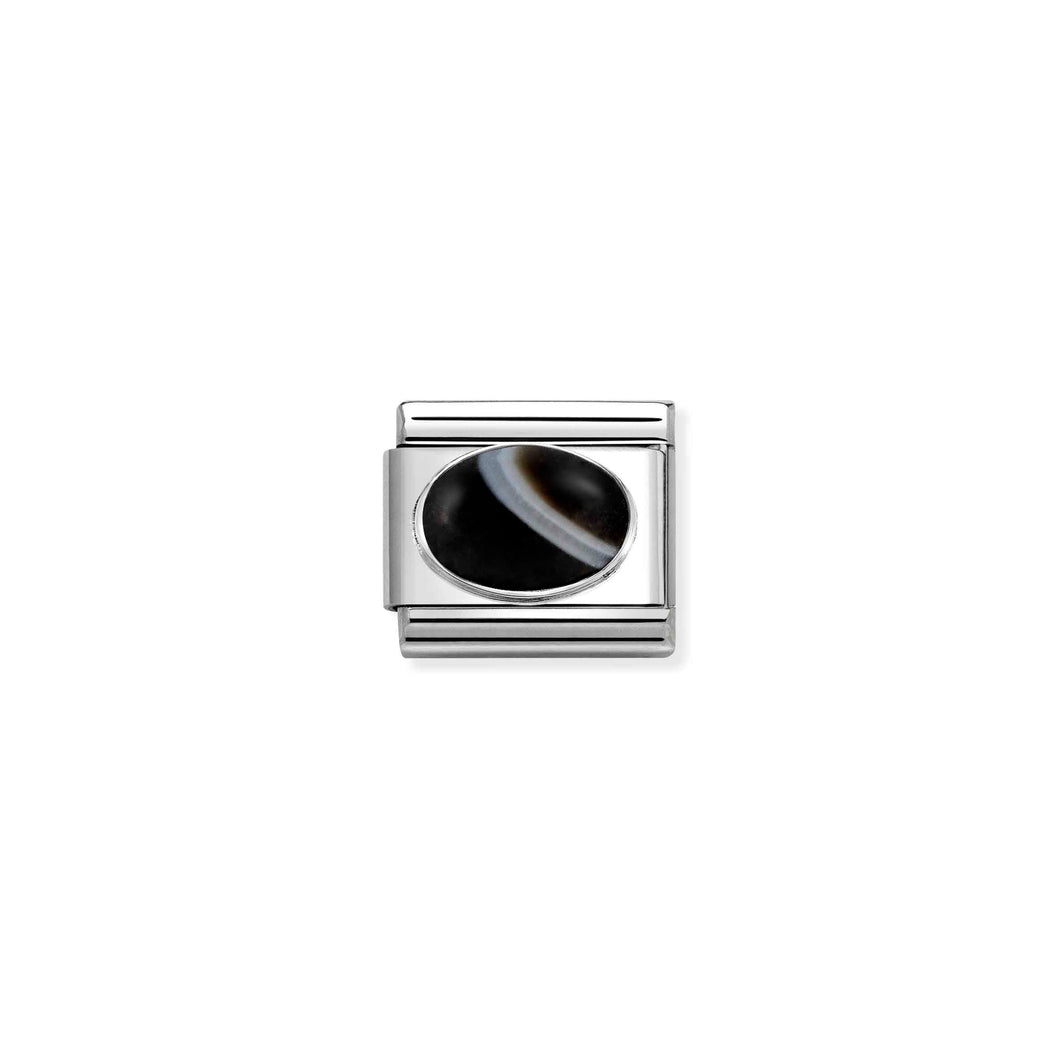 COMPOSABLE CLASSIC LINK 330510/47 BANDED ONYX OVAL IN 925 SILVER