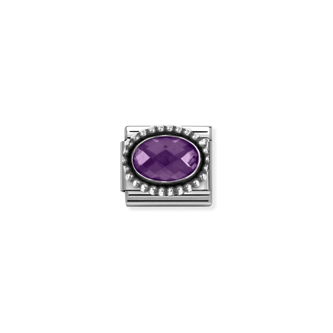 COMPOSABLE CLASSIC LINK 330607/001 OVAL FACETED VIOLET CZ IN 925 SILVER